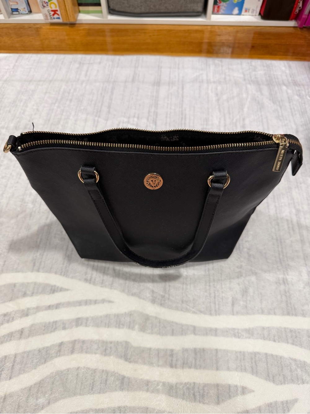 Anne Klein Black Mini Tote with Gold Hardware